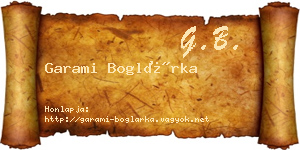 Garami Boglárka névjegykártya